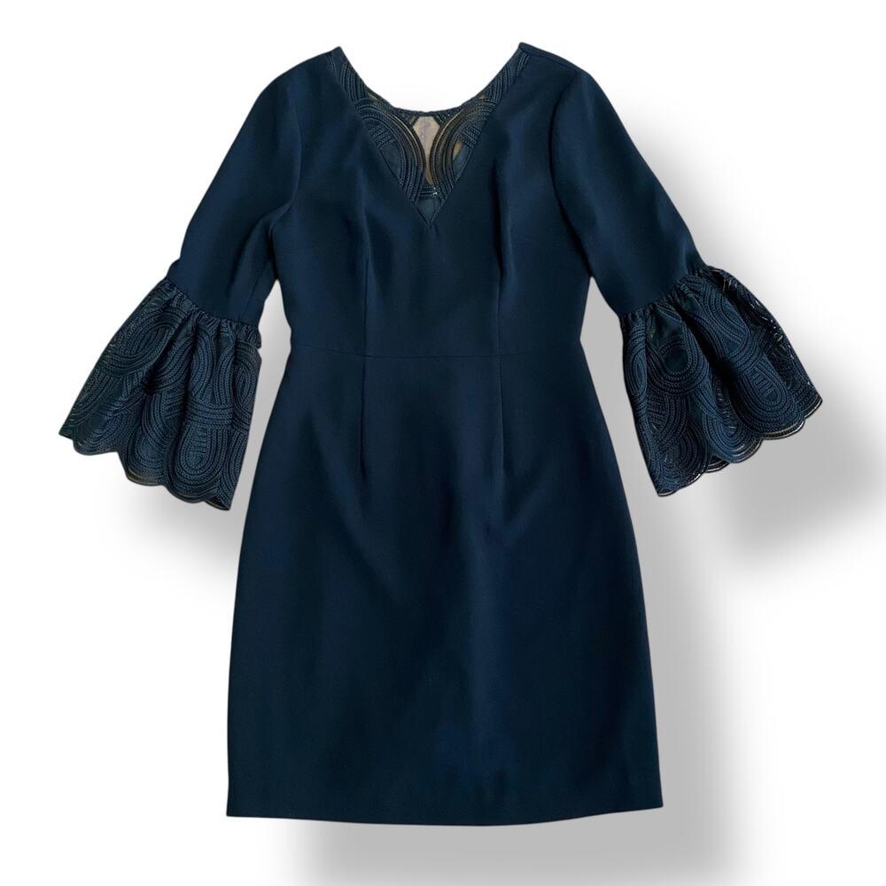 Trina Turk Black Luciana Silk-Trimmed Mini Shift Dress Size 6‎ Cocktail